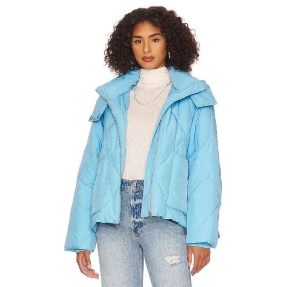 Free People Light Blue Puffer Jacket Size Large